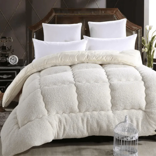 CozyLuxe Gänsedaunen Lammwolldecke