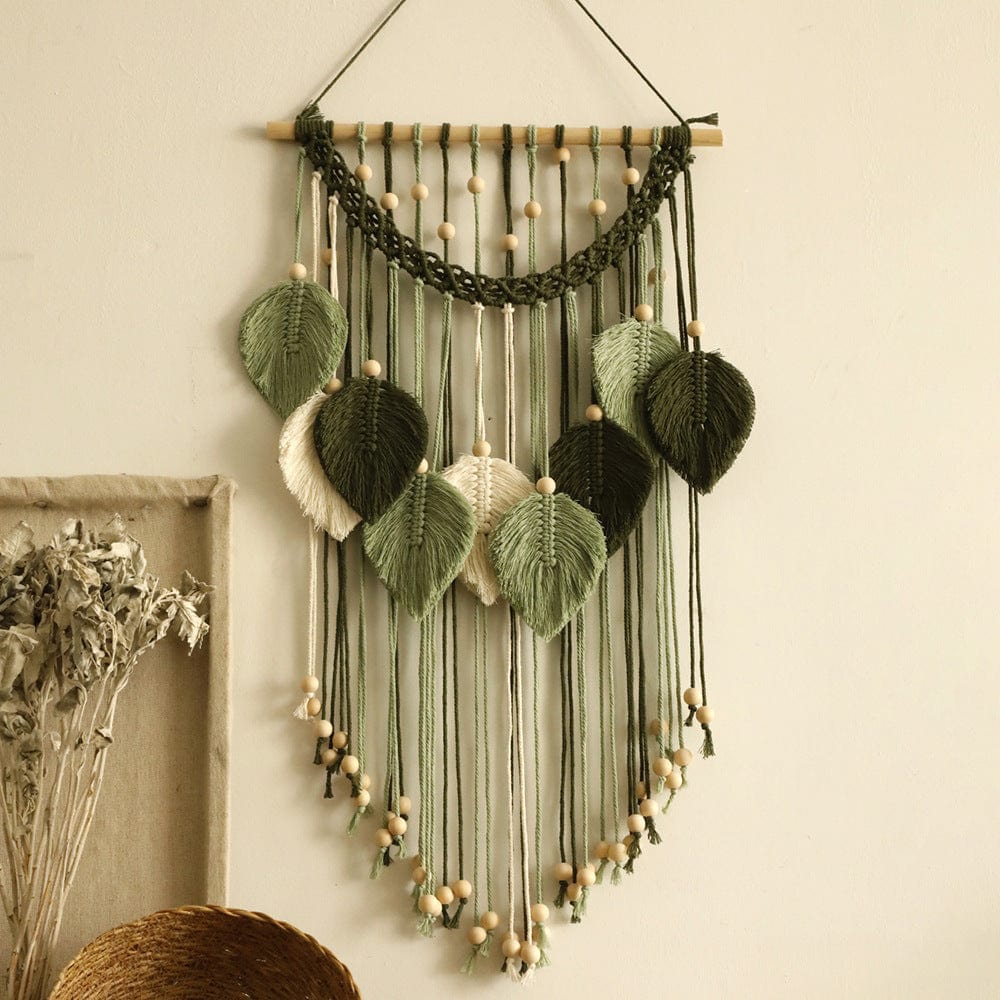 Handgewebter Boho Blatt Makramee Wandteppich