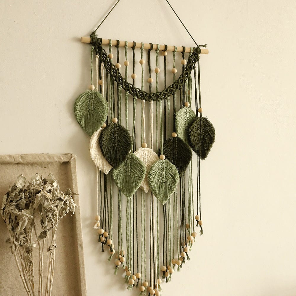 Handgewebter Boho Blatt Makramee Wandteppich