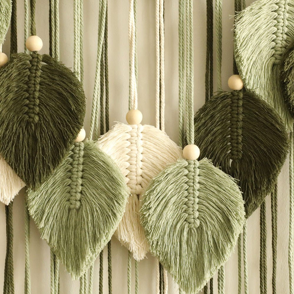 Handgewebter Boho Blatt Makramee Wandteppich