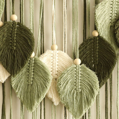 Handgewebter Boho Blatt Makramee Wandteppich