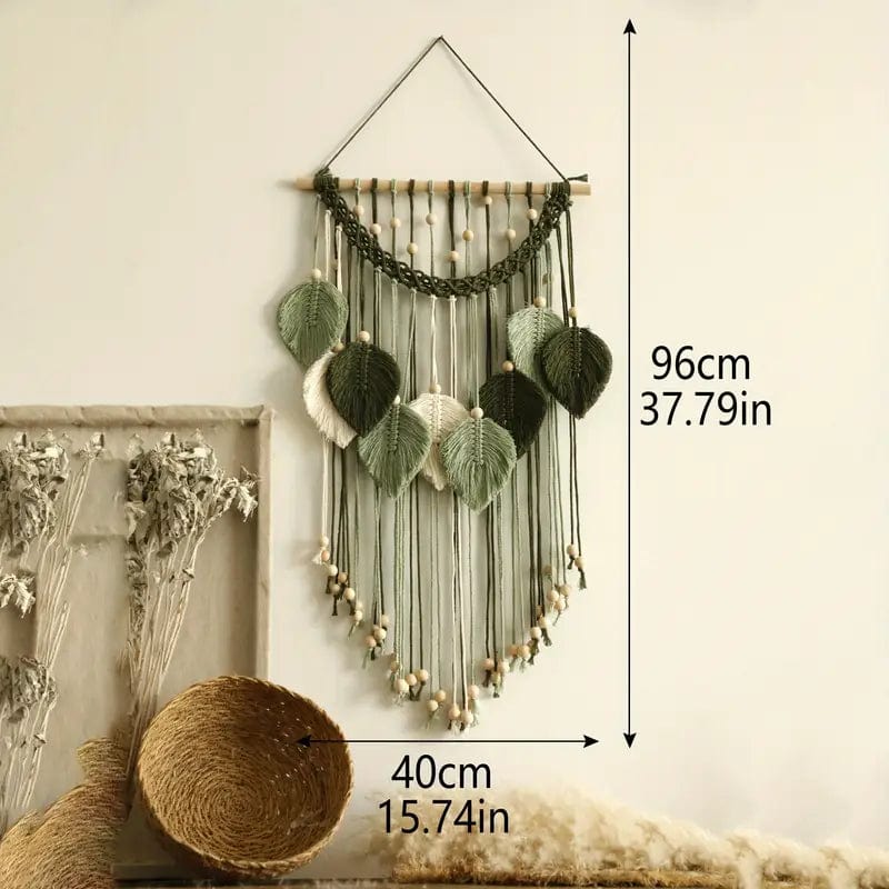 Handgewebter Boho Blatt Makramee Wandteppich