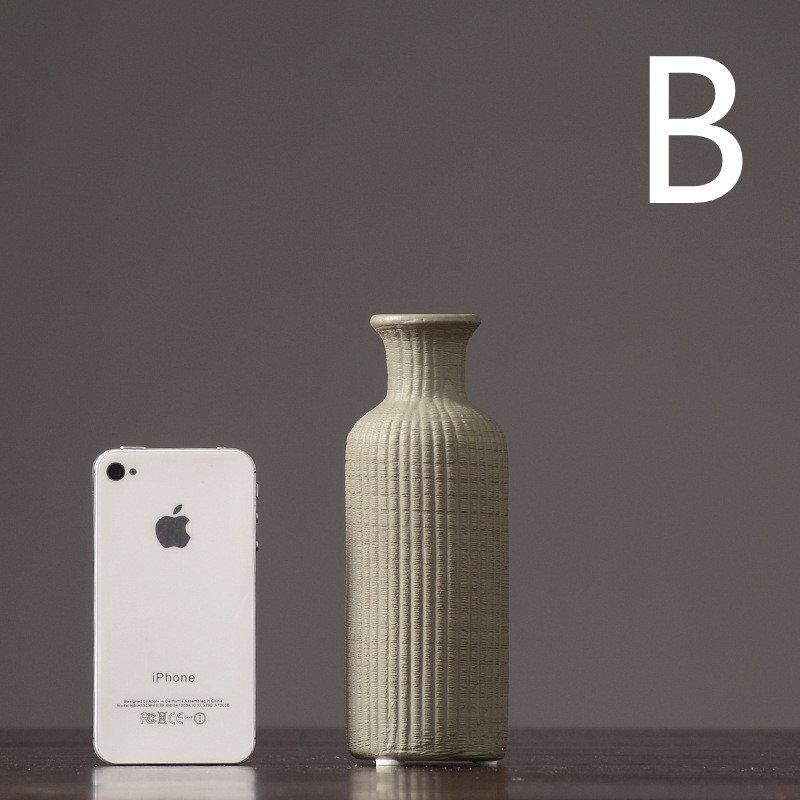 Braun Beige Grau Keramik Blumenvase Topf │ Wohndekoration Artikel