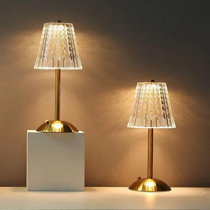 Tischlampe Kristallgold LED - Modernes Design mit Touch-Funktion und kabellos