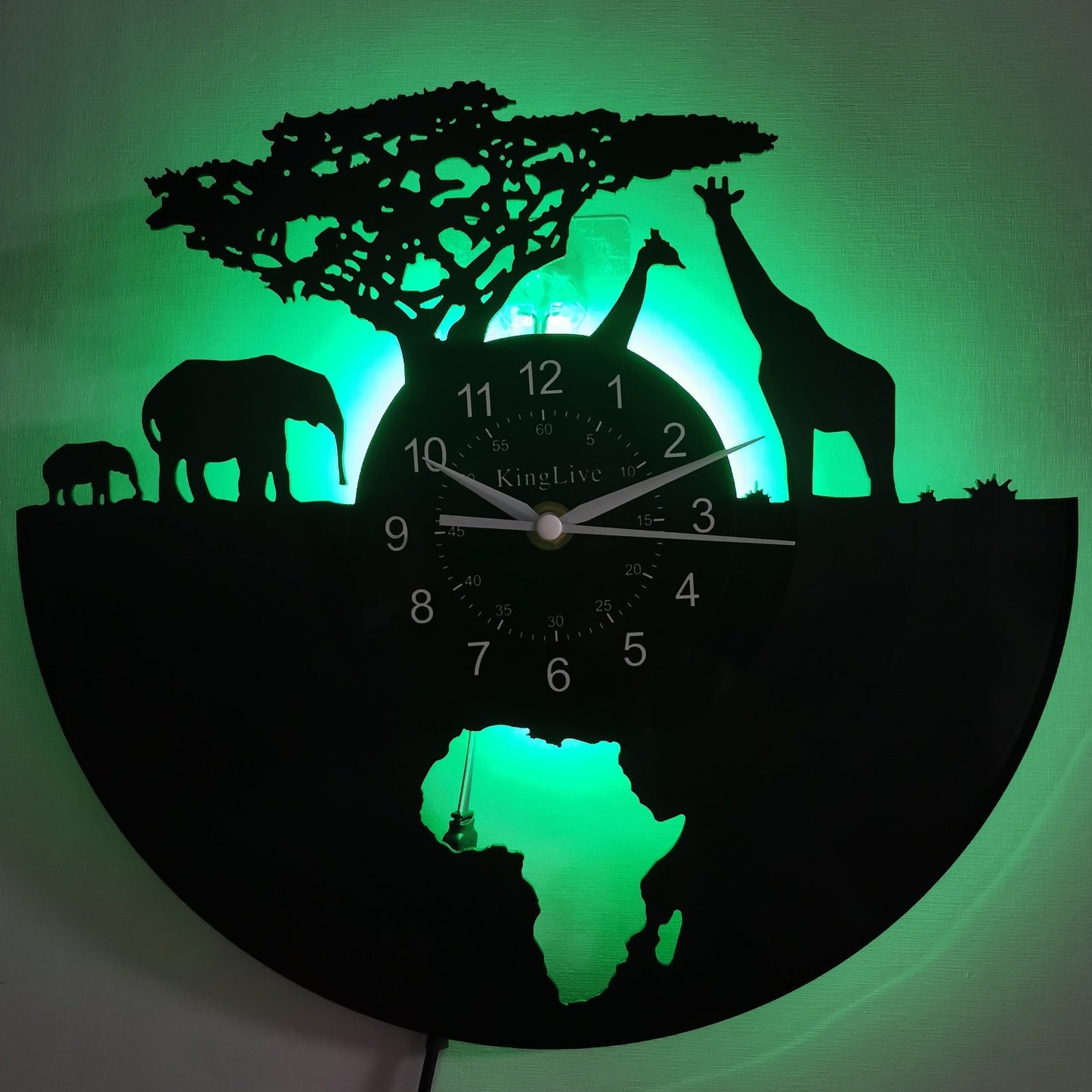 Stille Vinyl Wanduhr mit Giraffen-Design für Wohn- und Bürodekor