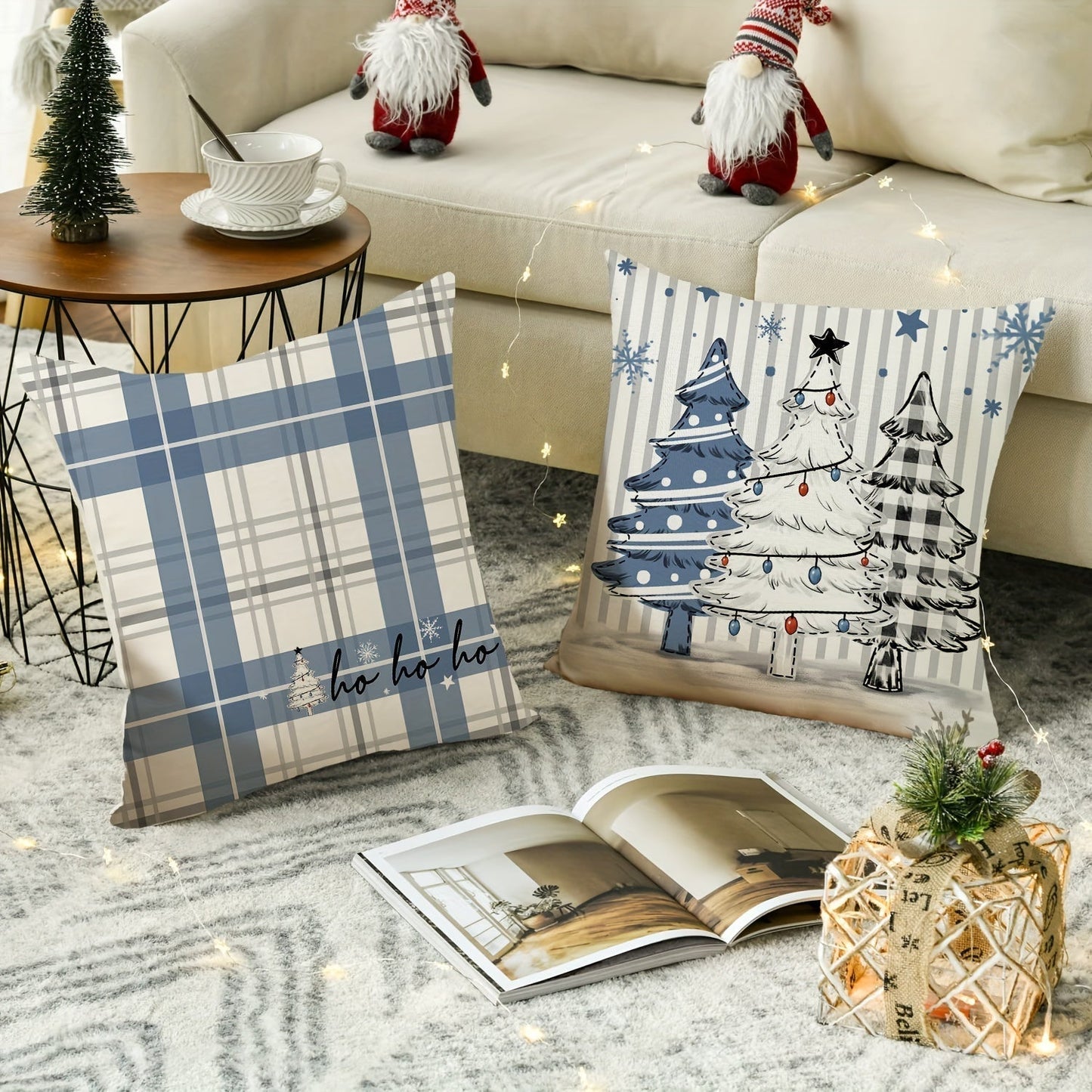 Garduru Weihnachtskissenhüllen Set von 4 | Dekorative Urlaubs-Kissenhüllen für Sofa & Wohnkultur - Glenz