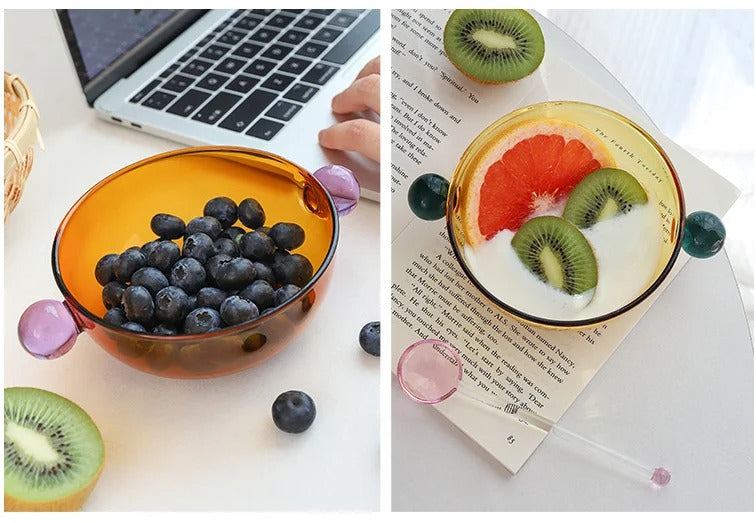 Borosilikat Glas Becher – Farbige Tönung mit Punktdetails – Hitzebeständig & Spülmaschinenfest