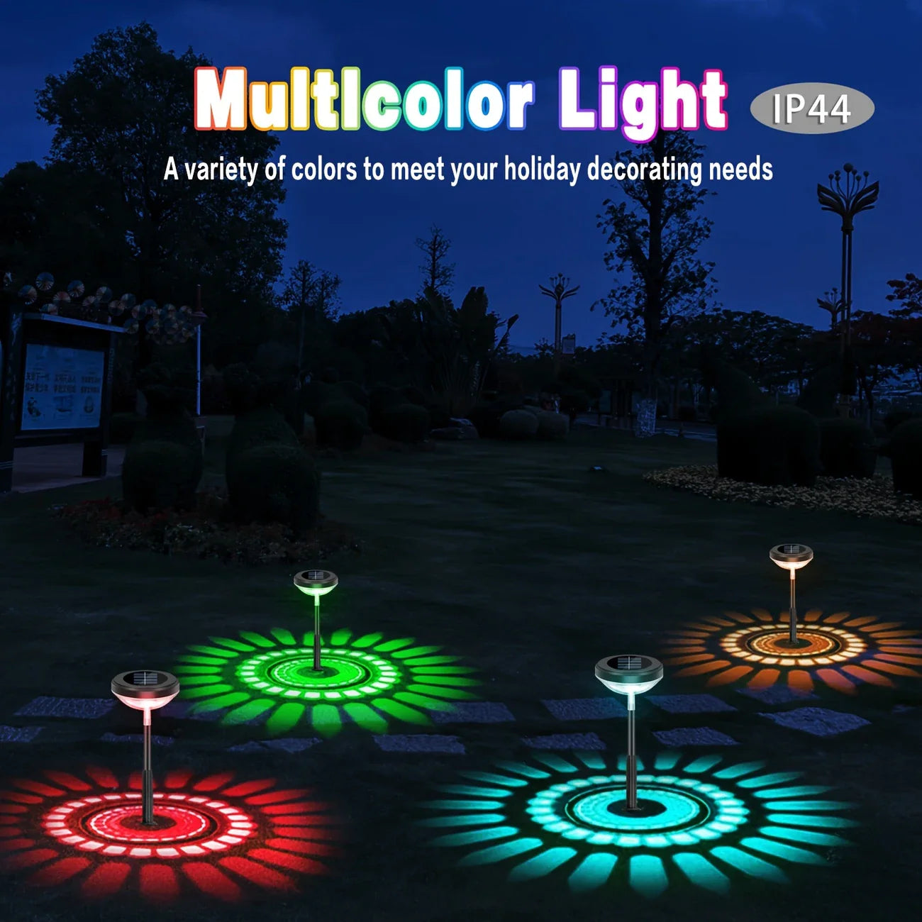 Solar Gartenlampe mit Farbwechsel – LED Gartenbeleuchtung für den Außenbereich mit Blütenmuster