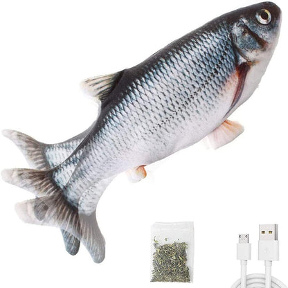 Royallure Interaktives Katzenspielzeug – USB wiederaufladbarer tanzender Fisch mit Bewegungssensor & Katzenminze