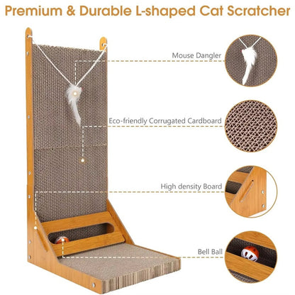 L-förmiger Katzekratzer mit Spielball und Mehrwinkel-Design