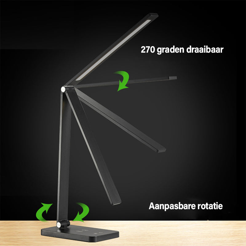 Garduru - Stylische LED-Schreibtischlampe mit Wireless-Charger & USB-Anschlüssen
