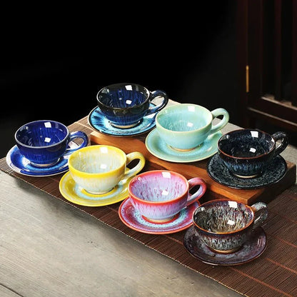 Chinesisches Keramisches Frühstücks Kaffee Becher & Untertasse Set