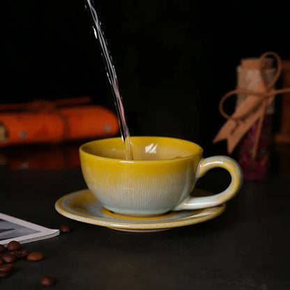 Chinesisches Keramisches Frühstücks Kaffee Becher & Untertasse Set