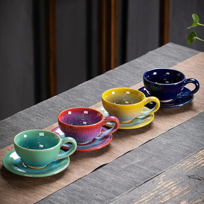 Chinesisches Keramisches Frühstücks Kaffee Becher & Untertasse Set
