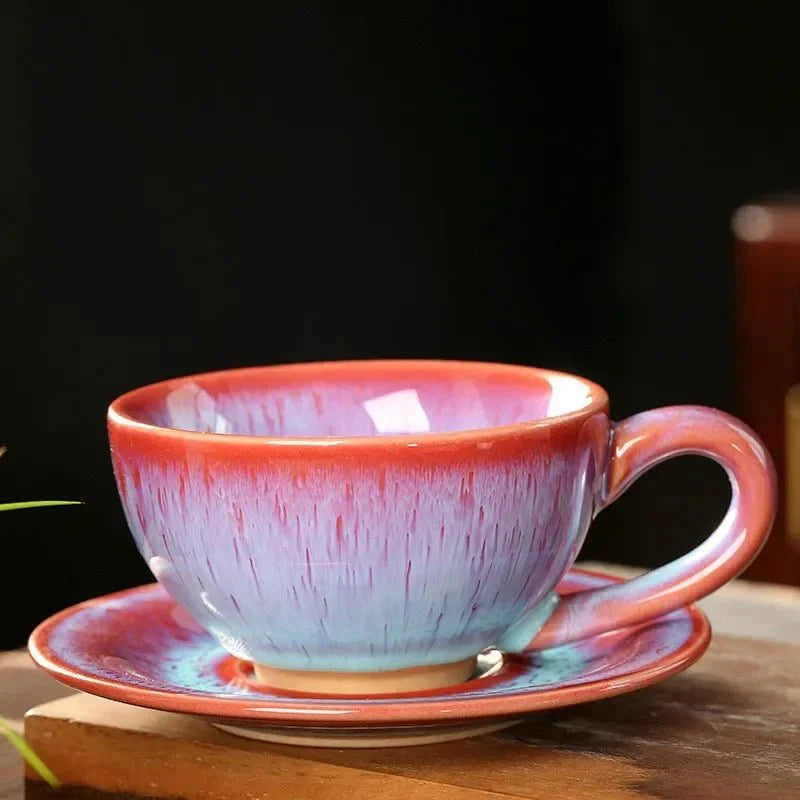 Chinesisches Keramisches Frühstücks Kaffee Becher & Untertasse Set