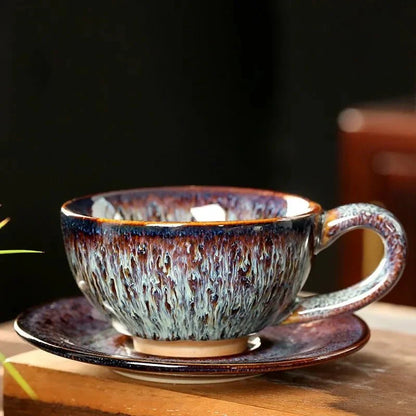 Chinesisches Keramisches Frühstücks Kaffee Becher & Untertasse Set