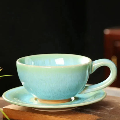 Chinesisches Keramisches Frühstücks Kaffee Becher & Untertasse Set