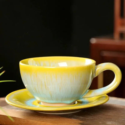 Chinesisches Keramisches Frühstücks Kaffee Becher & Untertasse Set