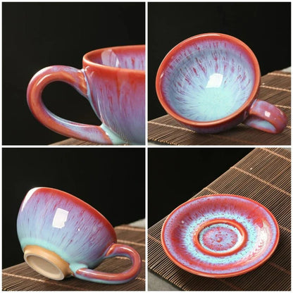 Chinesisches Keramisches Frühstücks Kaffee Becher & Untertasse Set