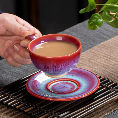 Chinesisches Keramisches Frühstücks Kaffee Becher & Untertasse Set