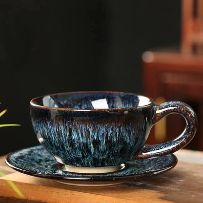 Chinesisches Keramisches Frühstücks Kaffee Becher & Untertasse Set