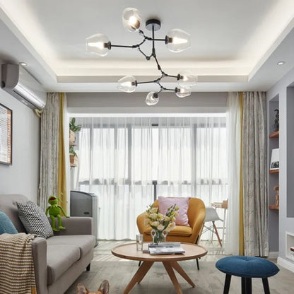 Suspension Sputnik Bifurkation - Moderner Lüster aus geblasenem Glas und Metall