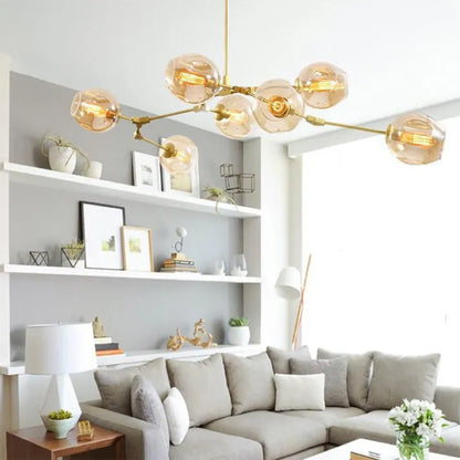 Suspension Sputnik Bifurkation - Moderner Lüster aus geblasenem Glas und Metall