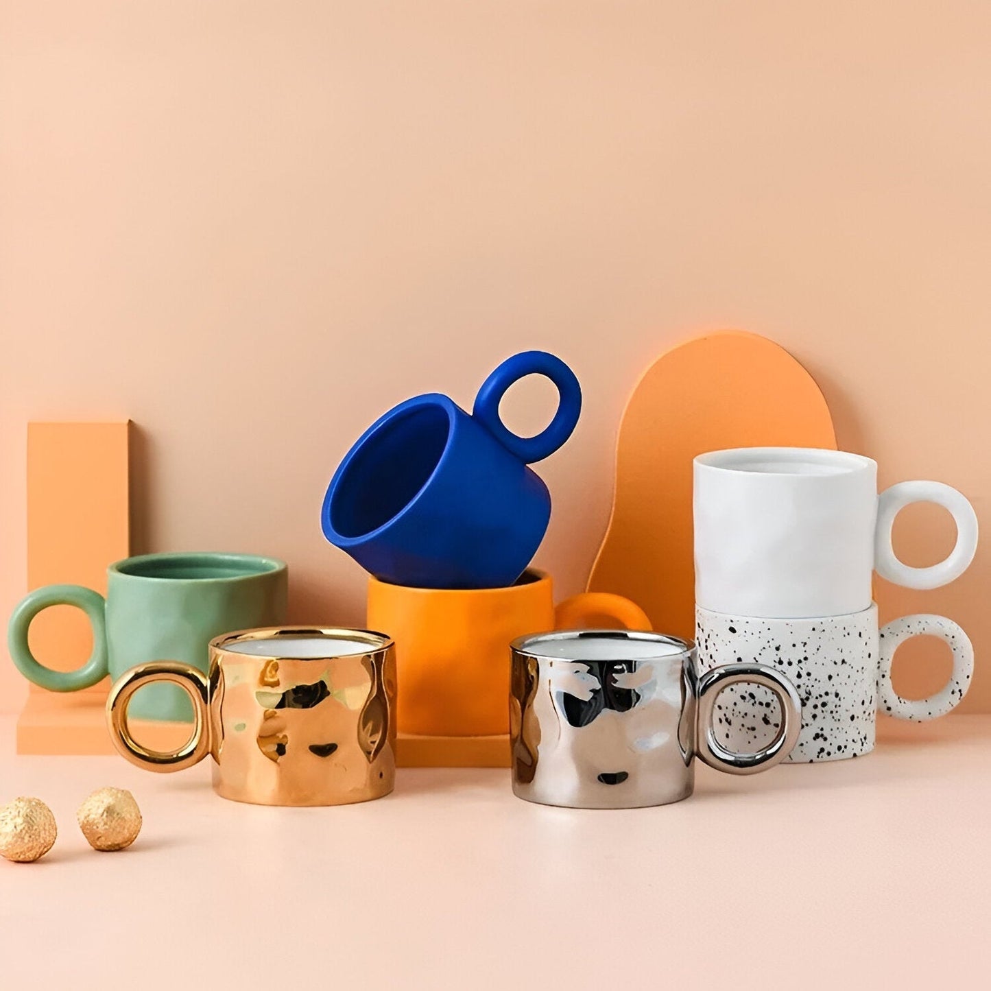 Chunky handgefertigter Keramikkaffee-Becher