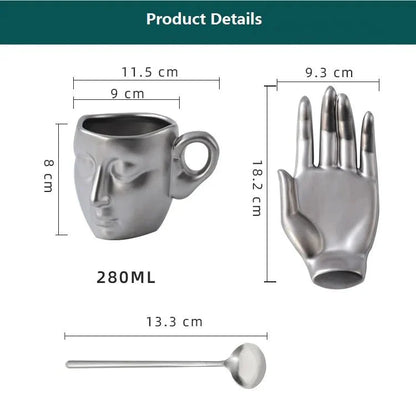 Kaffeetassen-Set mit minimalistischer Gesichtsform