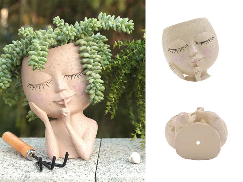 Deko-Blumentopf  – Kreativer Pflanzentopf mit Gesicht für Zimmerpflanzen & Sukkulenten