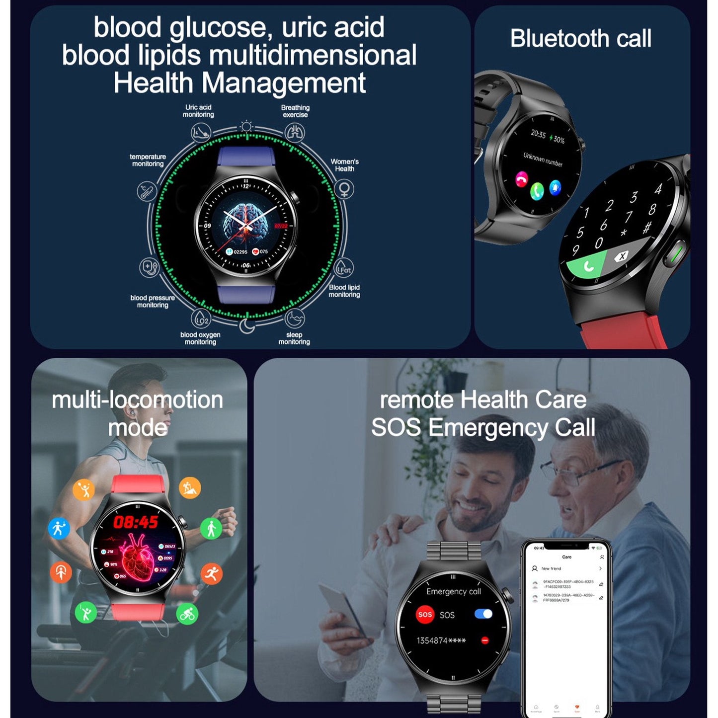 Smartwatch mit Lasertherapie und Gesundheitsüberwachung