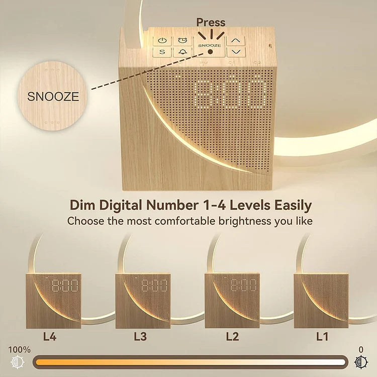 Weckerlampe mit Touch-Bedienung – Moderne Nachtbeleuchtung aus Holz