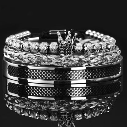 Crown Charm Armband – Goldplattierter Edelstahl mit Zirkonia – Verstellbar 18-21 cm