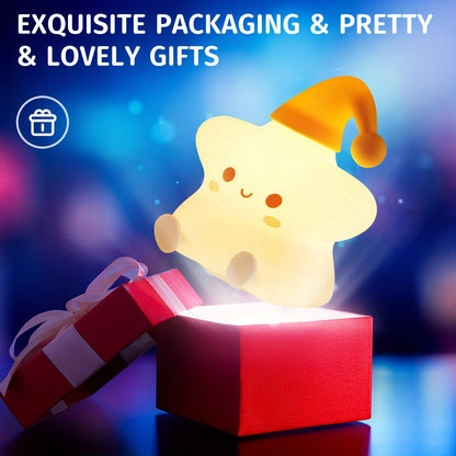 Sternförmige Silikon-Nachtlampe – Weich, 16-Farben-LED, USB wiederaufladbar & Fernbedienung