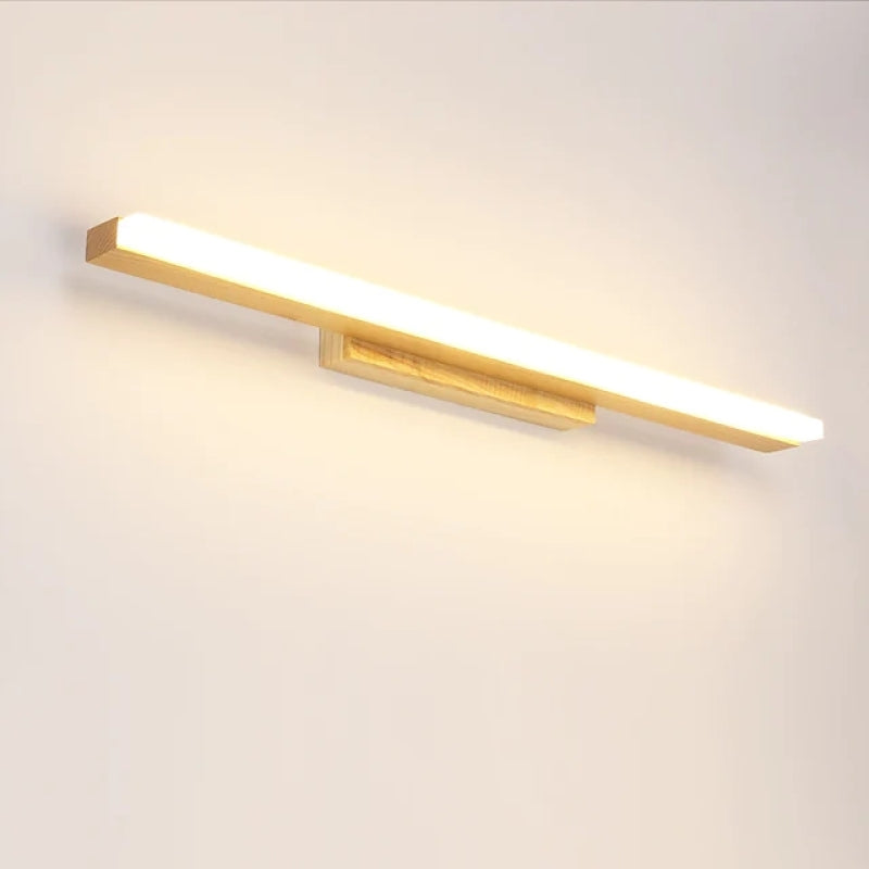 Moderne lineare LED-Wandleuchte Leigh – Badezimmer/Wohnzimmer – Holz