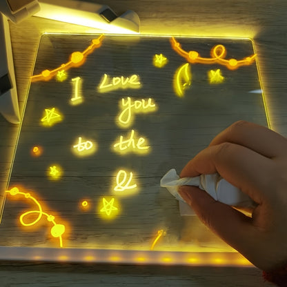 USB LED Notizbrett mit 12 Farbstiften - Leuchtende Nachrichtenboard für Büro & Zuhause