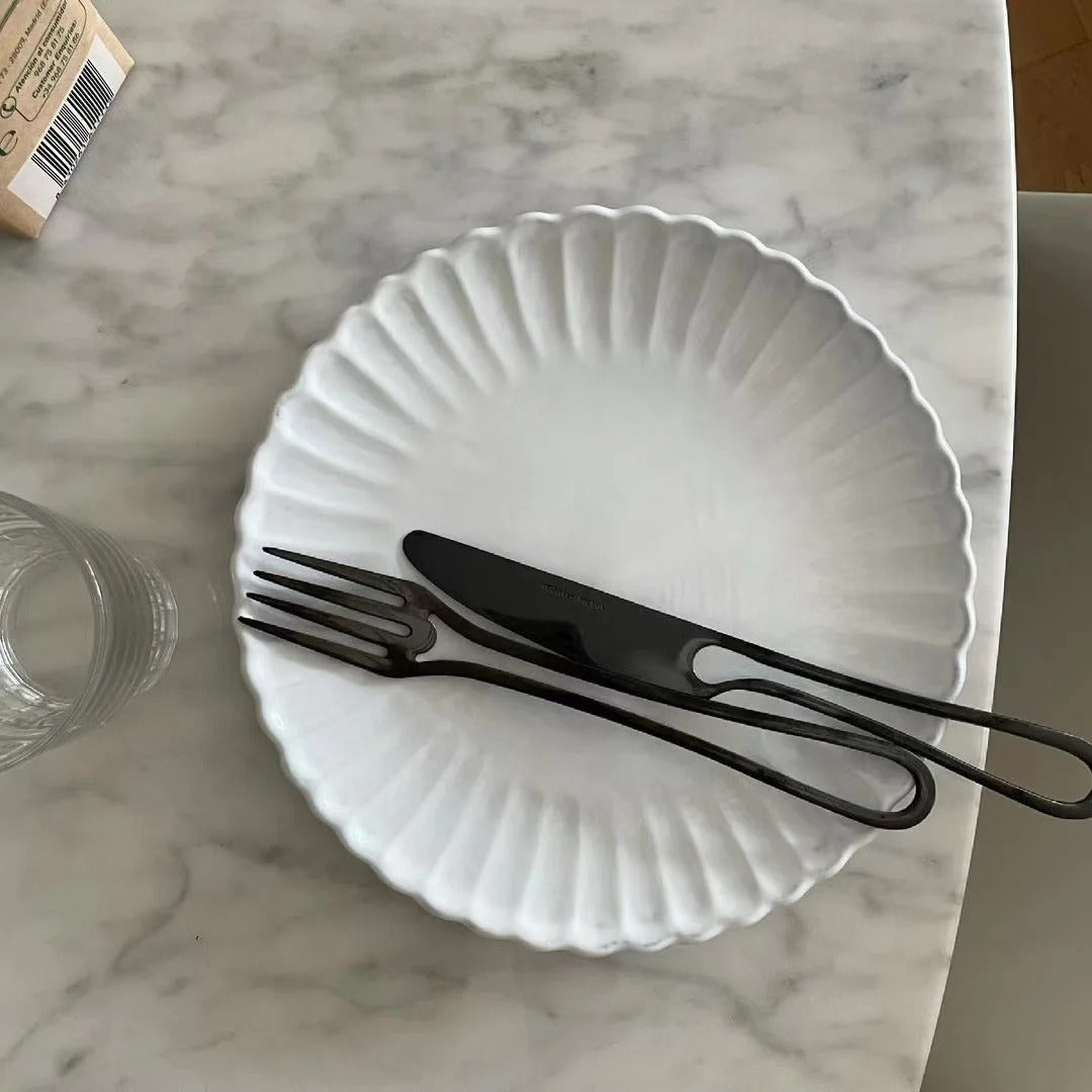 Outline Edelstahl Besteck Set – Modernes Design mit Hohlgriffen – 3-teilig für Dinner & Dessert