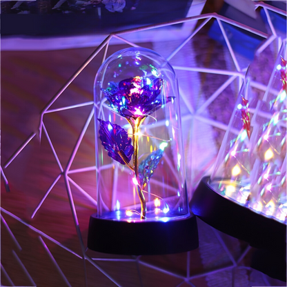 Garduru - Romantische Rosenblüten Lampe mit Lila Blume für Deko & Geschenk
