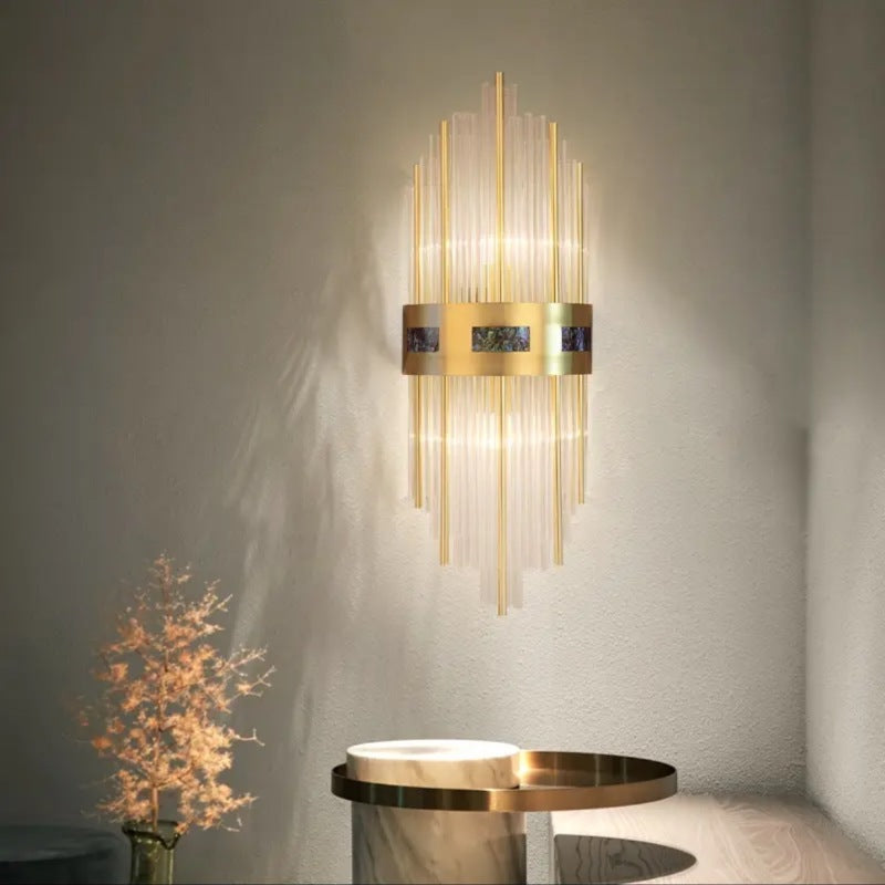 Kristall-Kristall-LED-Wandleuchte Gold, Wohnzimmer/Schlafzimmer, Metall/Acryl