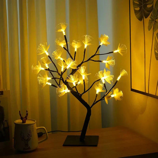 Bonsai-Lampe mit Rosen für Wohnkultur und Büroumgebungsbeleuchtung