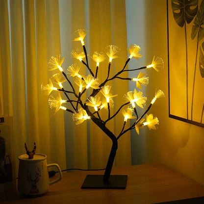 Tischlampe aus Blumenbaum mit Glasfaser - Weiß