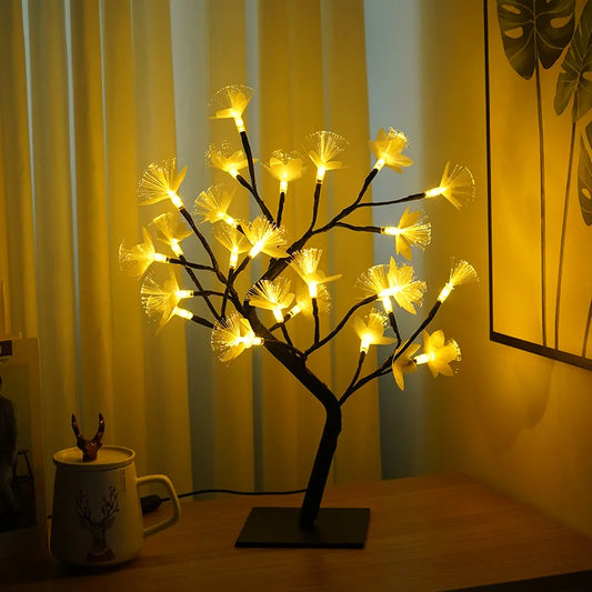 Tischlampe aus Blumenbaum mit Glasfaser - Weiß