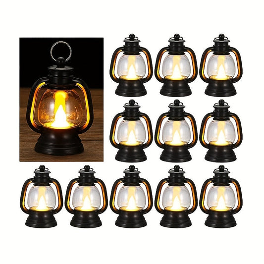 12 Stück Vintage Mini LED Weihnachtslaternen - Blinkende Lichter für festliche Dekoration