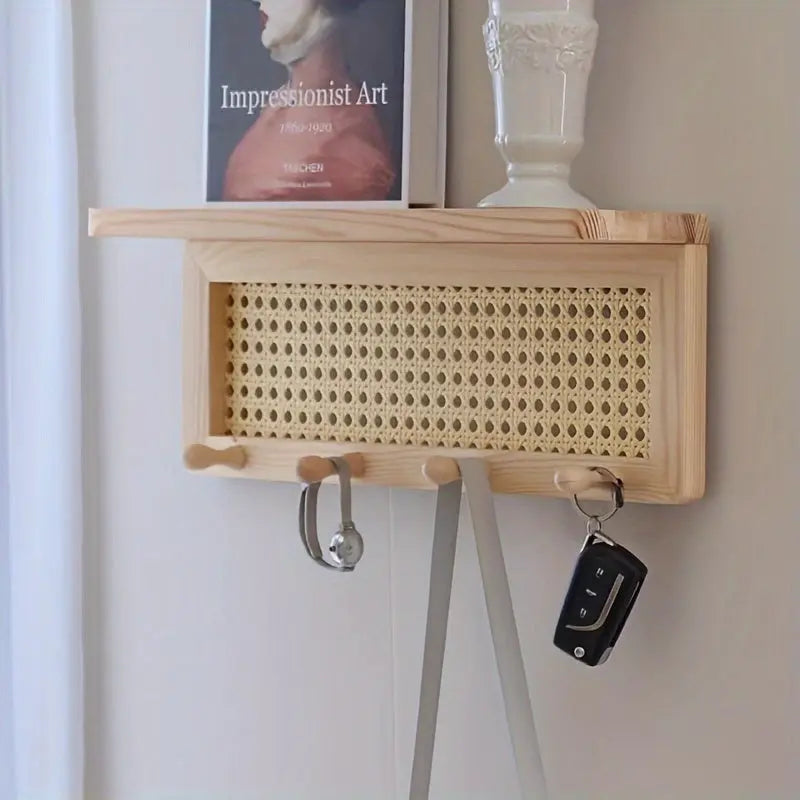Garduru - Vintage Wandregal Mit Haken Für Flur, Büro & Wohnbereich