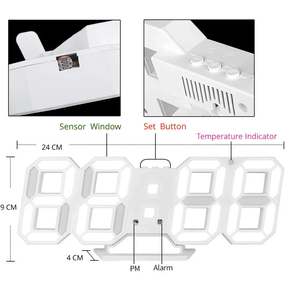 Garduru 3D LED Wanduhr | Moderne Digitale Uhr | Dimmbares LED Licht | Stilvolle Wanddeko