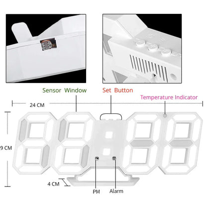 Garduru 3D LED Wanduhr | Moderne Digitale Uhr | Dimmbares LED Licht | Stilvolle Wanddeko