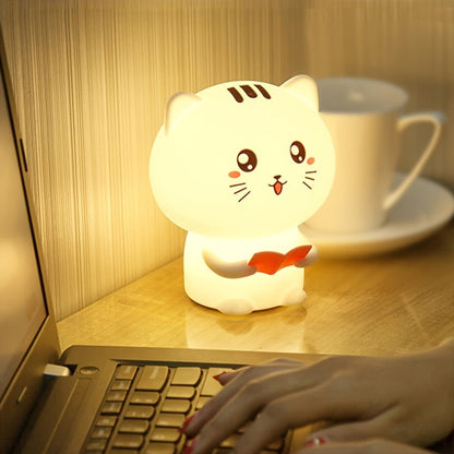 Kawaii Nachtlicht - Süße Lesekatze Silikonlampe mit 7 Farbwechselmodi & USB wiederaufladbare Batterie