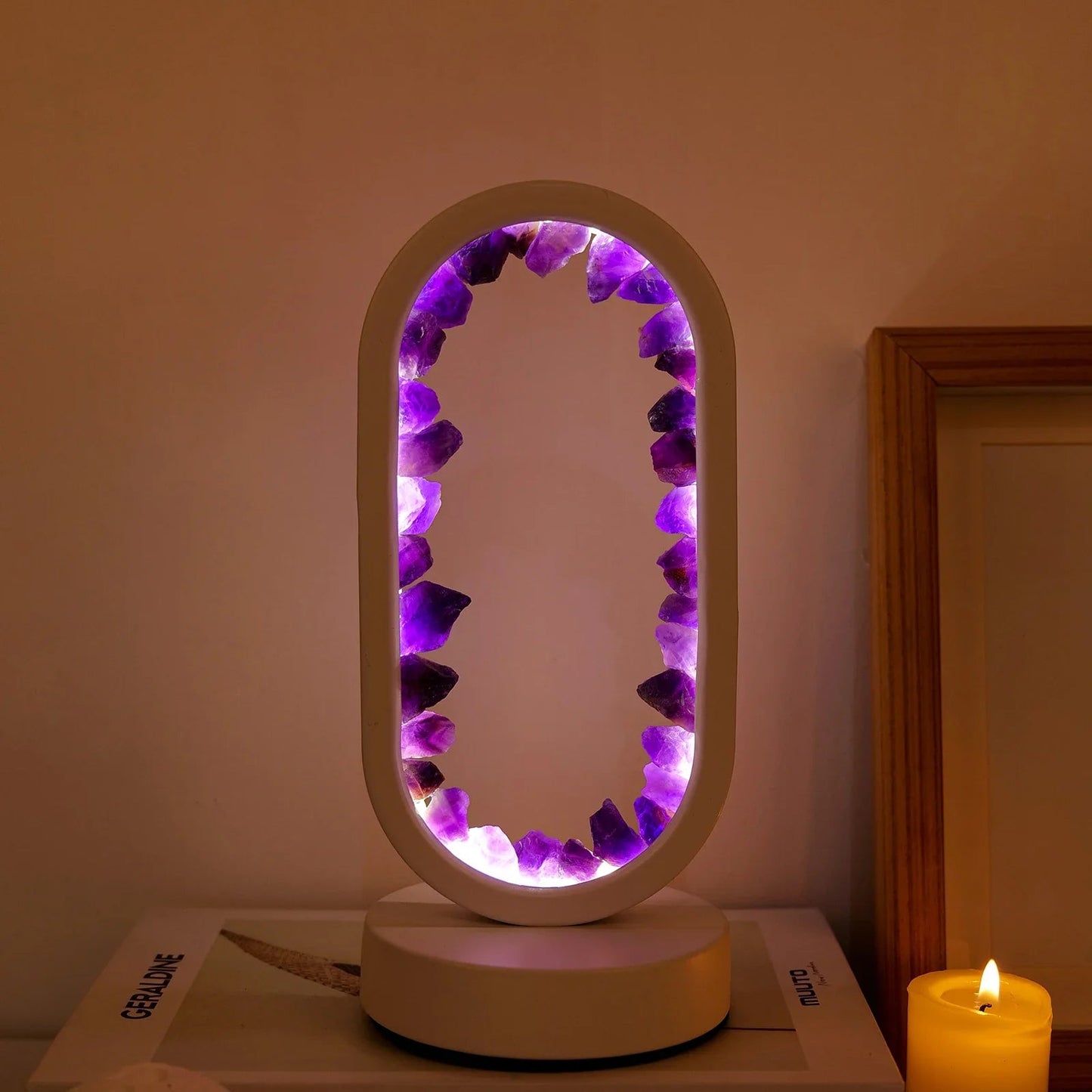 Garduru - Natürliche Amethyst-Lampe mit entspannender Lichtquelle für ruhige Atmosphäre