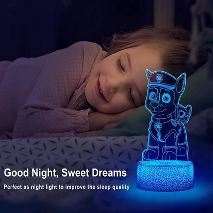 Paw Patrol Nachtlicht für Kinder - 3D Cartoon Schlafzimmer Dekorlampe