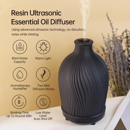 Luftbefeuchter für ätherische Öle in Vasenform aus Polyresin │ Moderner Ultraschall-Aroma-Diffusor im Boho-Stil